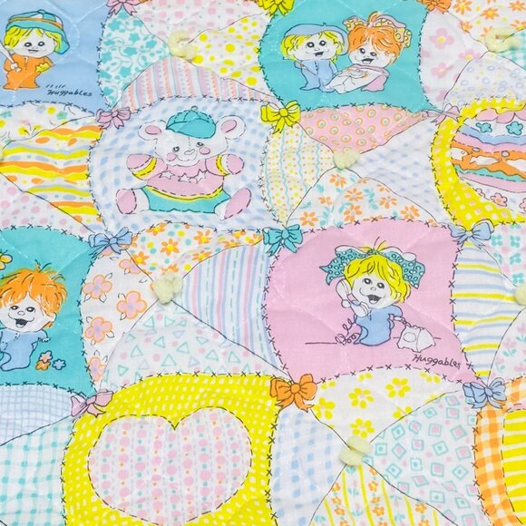 Vintage Huggables Baby Blanket Pastel Patchwork Design Cotton - Picture 8 of 10